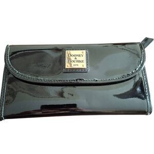 Dooney & Bourke Patent Leather Black Tri-Fold Wallet – Long Style